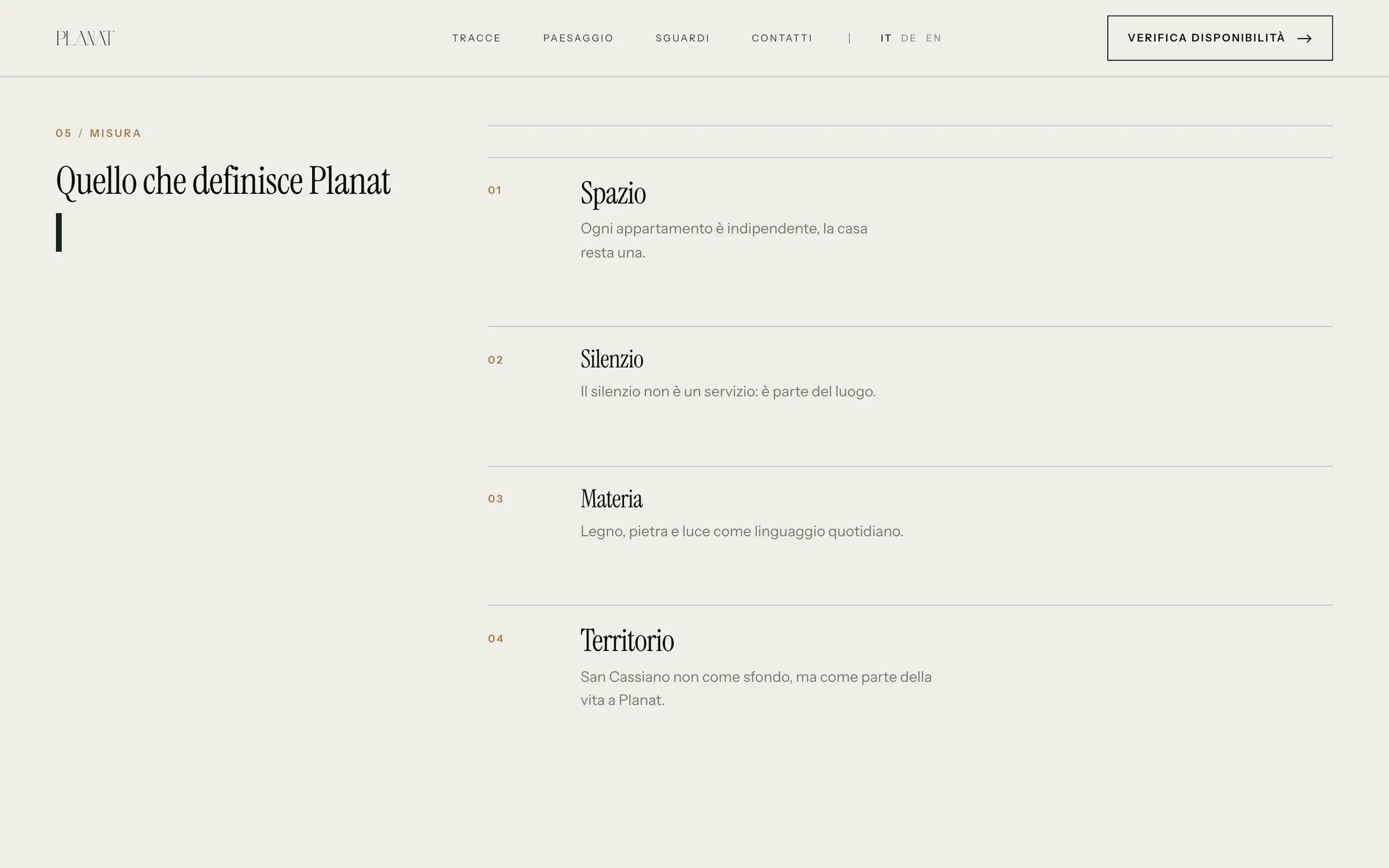 planat.it: quello che definisce Planat — spazio, silenzio, materia, territorio