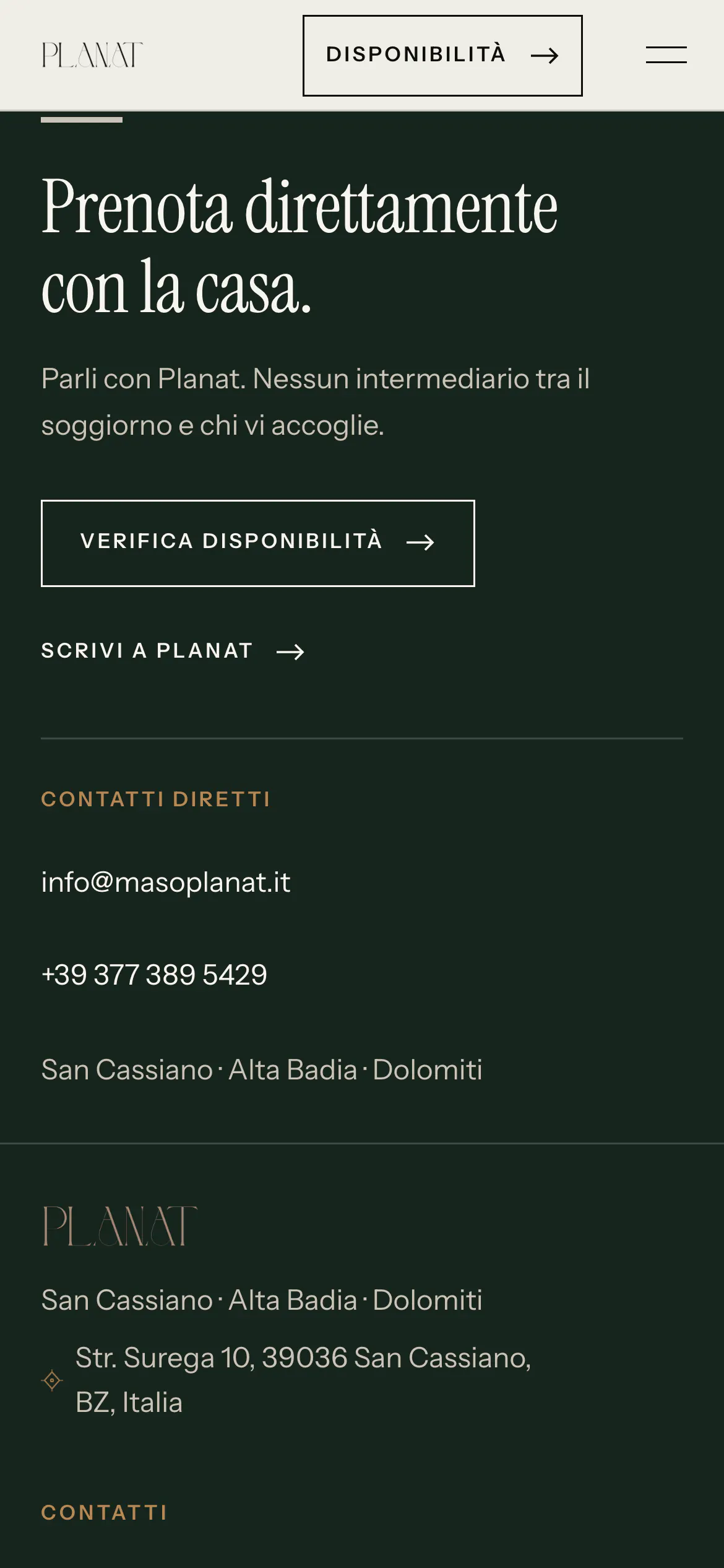 planat.it su telefono: la prenotazione diretta con la casa, con e-mail e telefono