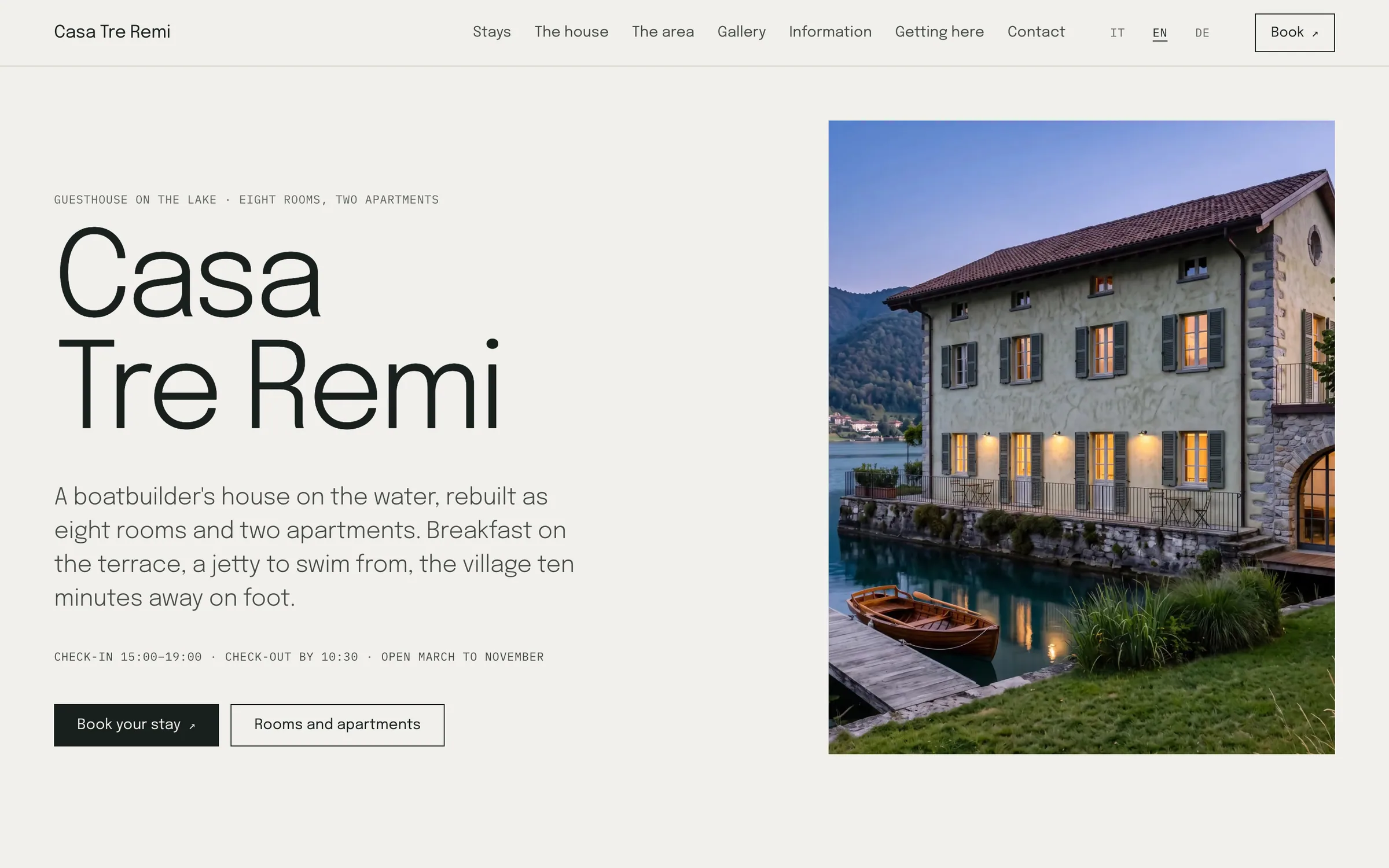La home di Radura con la casa ospiti immaginaria della demo, Casa Tre Remi